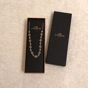 BNIB Coach Logo Circle Necklace Silver Rose Gold